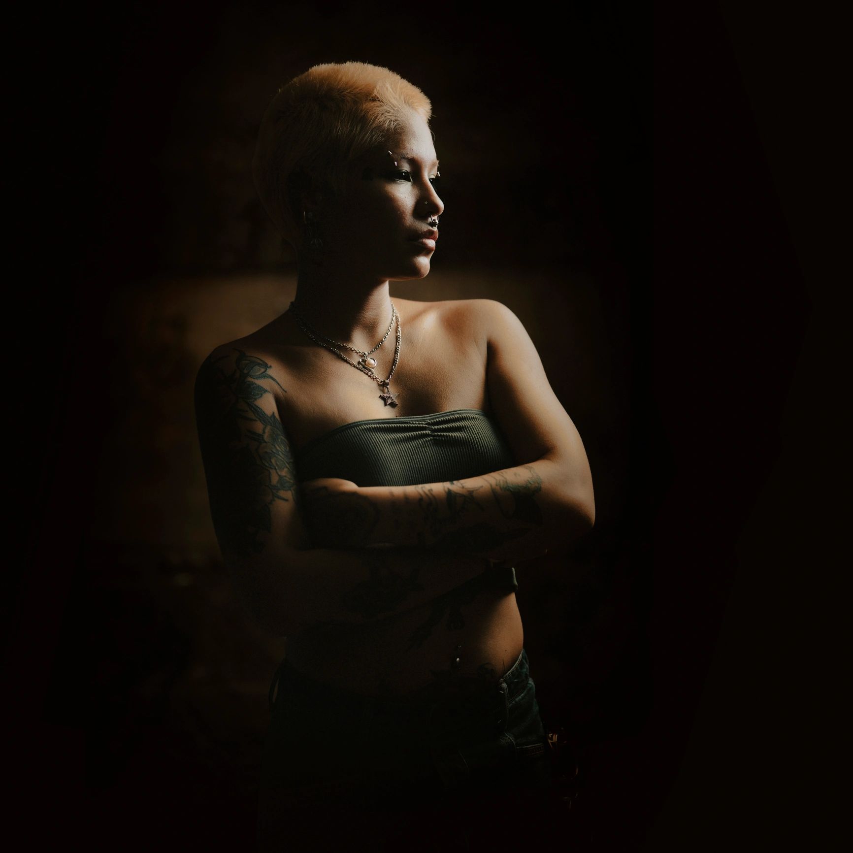 Portrait of a young tattoo studio client